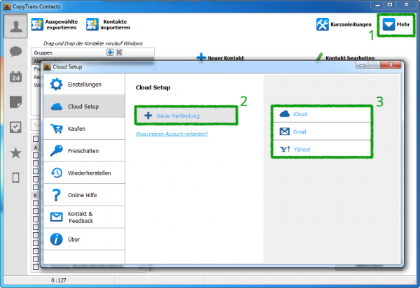 Cloud Setup CopyTrans Contacts