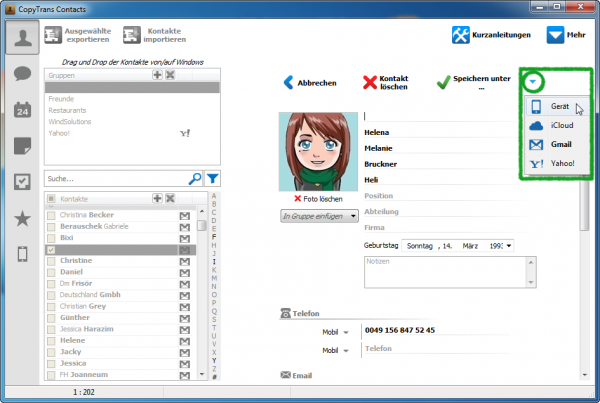 Gmail Kontakte in iCloud speichern