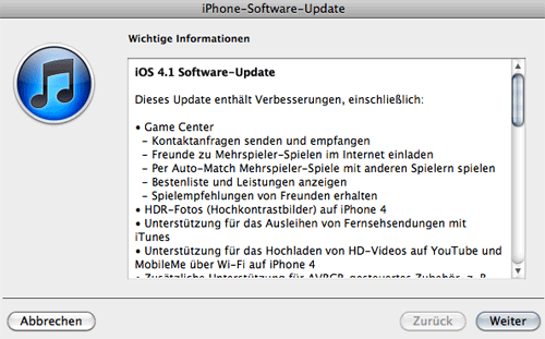 ios 4.1 download für iPhone 4 und iPod Touch